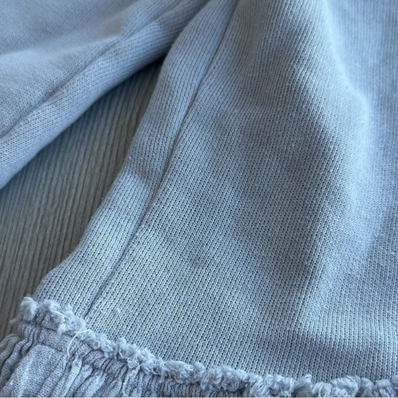 Free People Hooded Long Sleeve V-Neck Sweater - Light Blue - Large - Picture 7 of 10